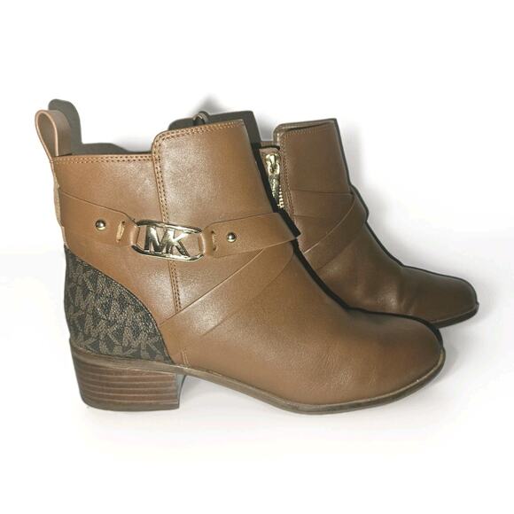 Michael Kors Kincaid Leather Ankle Boot 7M Tan Zipper - Picture 2 of 12